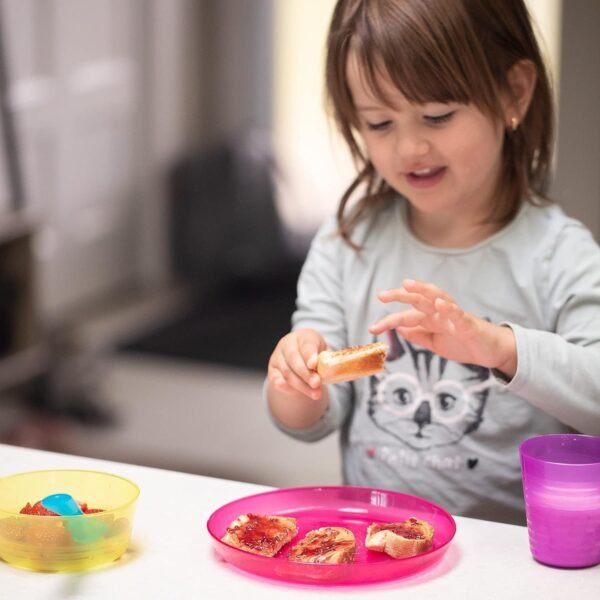 Kids 12-Piece Plastic Dinnerware Set - Colorful, BPA-Free, Dishwasher & Microwave Safe 2 71nH6gBAypL. AC SL1500
