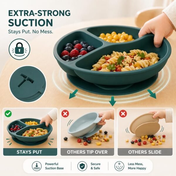 10-Piece Silicone Baby Feeding Set | Toddler Plates, Bibs & Utensils - Green 7 71wjKwSXcjL. AC SL1254