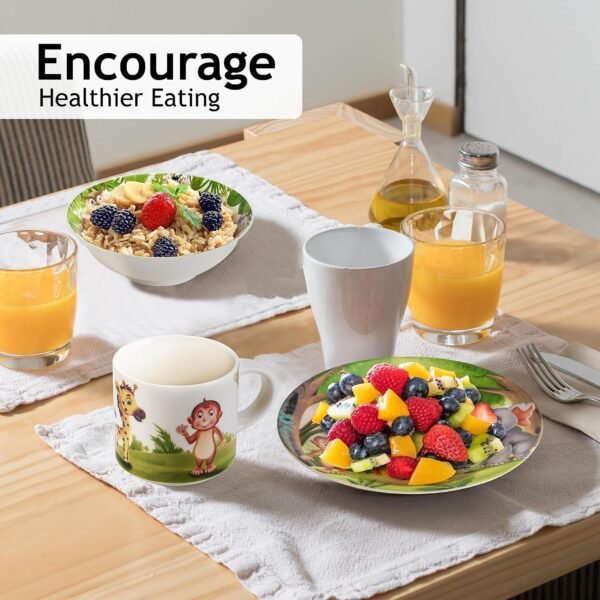 MIAMIO 3-Piece Kids Dinnerware Set – Jungle Porcelain Plates, Bowl & Cup 3 8101JRmHt0L. AC SL1500